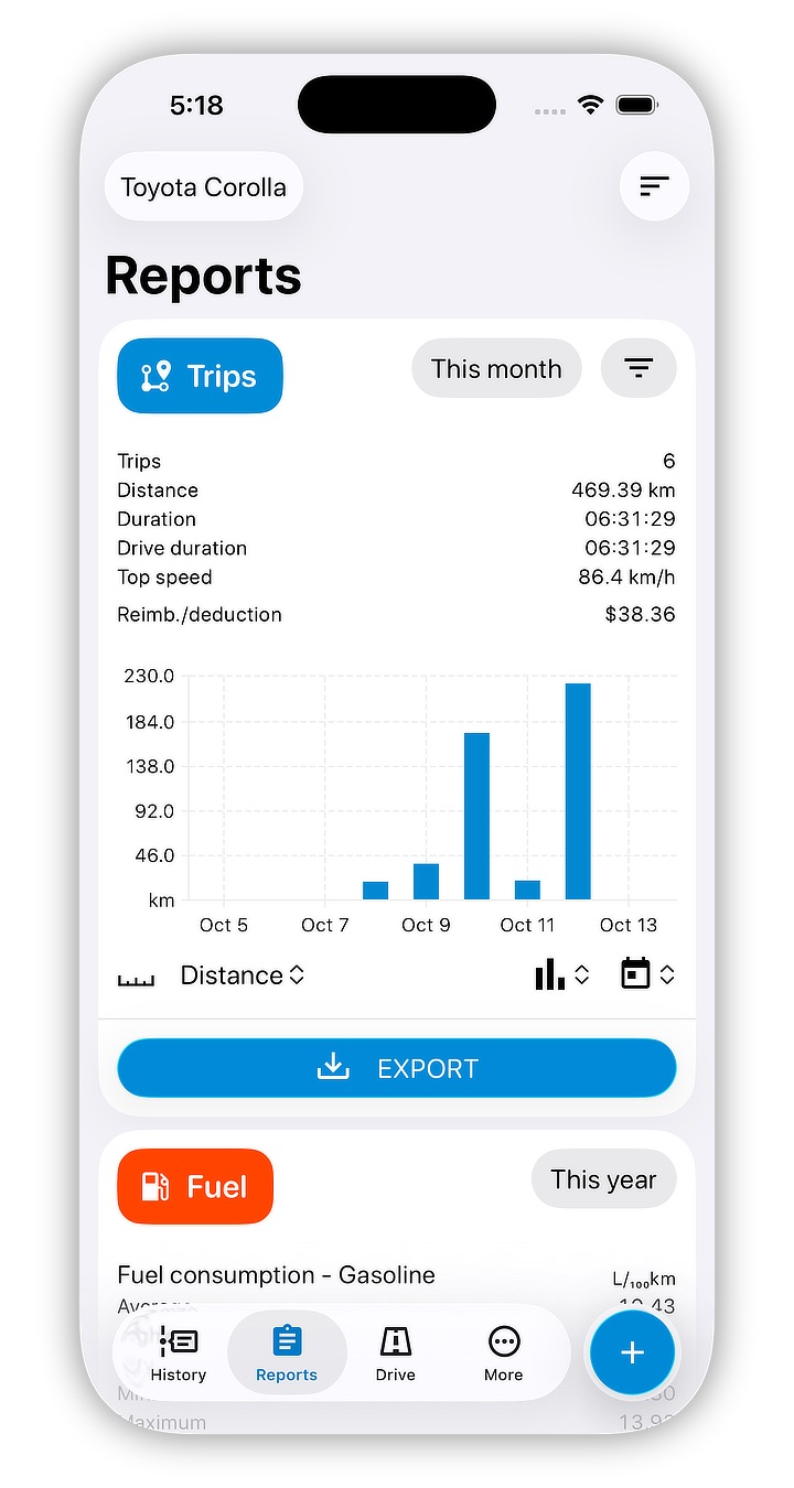 Reports screen screenshot
